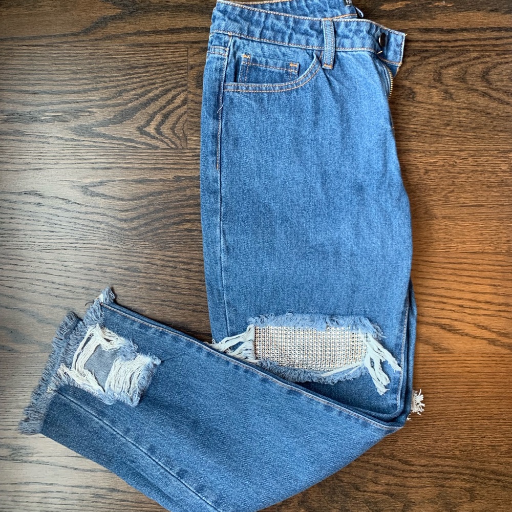 NEVER WORN NWOT Fashion Nova Diamanté BF Jeans